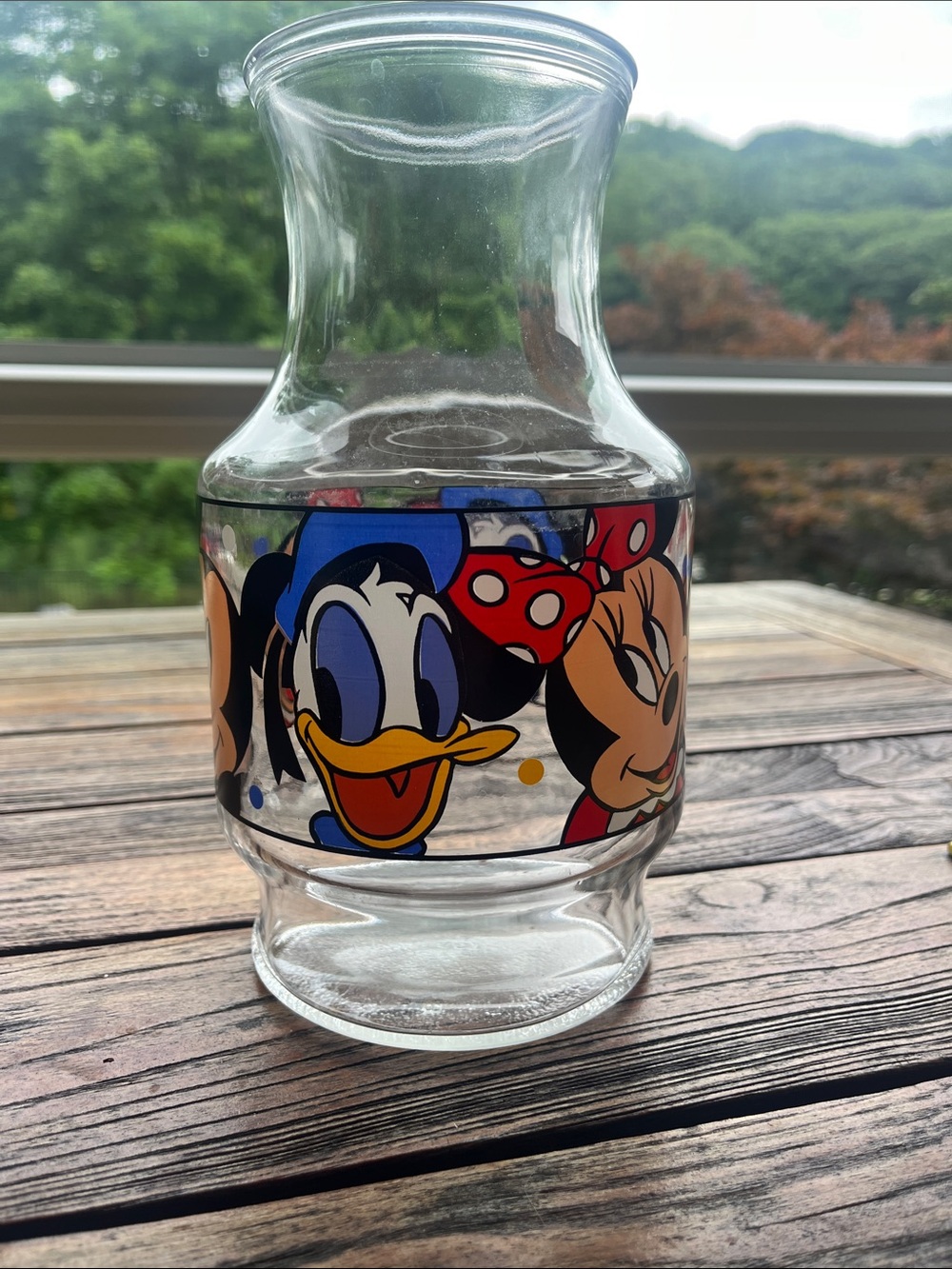 Disney Mickey, Minnie & Donald Glass Carafe - Colorful Character Band